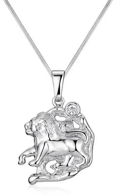 Zdjęcie produktu dla MATERIA – zawieszka z symbolem znaku zodiaku Lwa z cyrkoniami, do łańcuszka damskiego, ze srebra próby 925, rodowanego, KA-468
