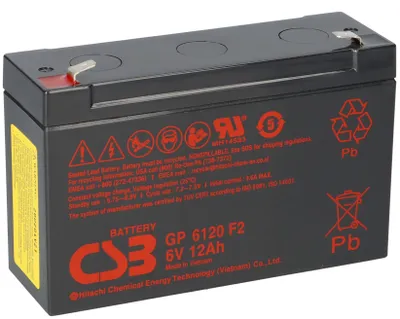 Zdjęcie produktu dla Akumulator kwasowo-ołowiowy CSB 6V 12Ah GP6120F2 Bezobsługowy akumulator kwasowo-ołowiowy AGM Hitachi