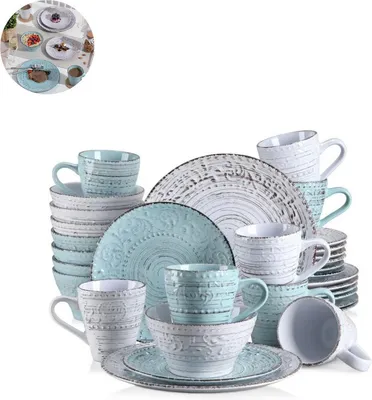 Produktbild von s Servierset – 32-teilig – für 8 Personen – Porzellan – Geschirrset – Teller – Dessertteller – Suppenteller