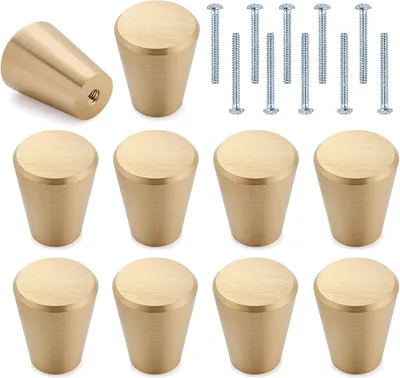 Image de Boutons de meuble en alliage d'aluminium, 10 pièces, couleur or, pour cuisine et meubles