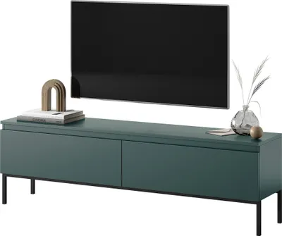 Obrázek produktu pro Selsey BEMMI - TV stolek, tmavě zelený s kovovými nohami, 150 cm