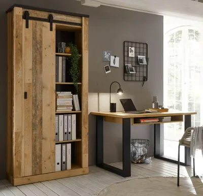 Produktbild von Büromöbel Set "Stove" 2-teilig Used Wood Schreibtisch und Aktenschrank