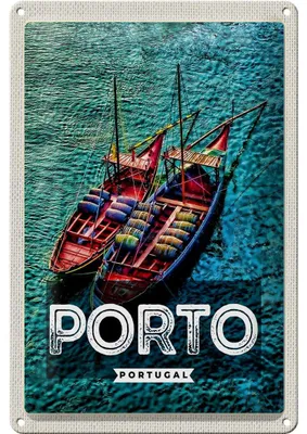 Produktbild von Blechschild Reise 20x30cm Porto Portugal Poster Meer Boote