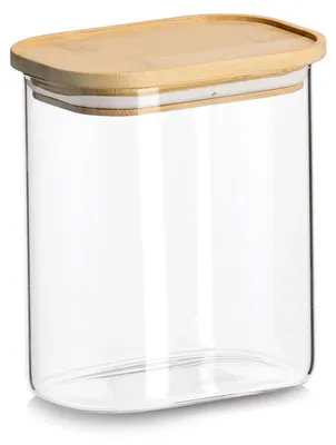 Produktbild von Zeller Present 19051, Behälter, Oval, 1 l, Transparent, Borosilikatglas, Bambus