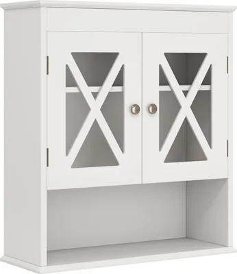 Produktbild von COSTWAY Hängeschrank Badezimmer, Badezimmerschrank Holz, Badschrank mit verstellbares Regal, Wandschrank Medizinschrank 54x20x60 cm, weiß