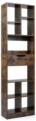 Produktbild von Bücherregal aus Holz mit 10 Regalböden und 1 Schublade, 50 x 24 x 180 cm