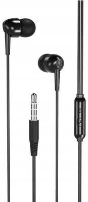 Image de Écouteurs intra-auriculaires filaires avec connecteur jack 3,5 mm, microphone et télécommande, de couleur noire, longueur du câble : 1,2 m