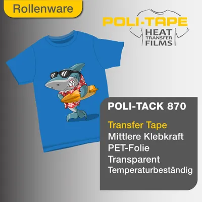Produktbild von POLI-TAPE PT 870 Thermotransferfolie / Application Tape / Übertragungsfolie - mittlere Klebkraft - 100 x 50cm