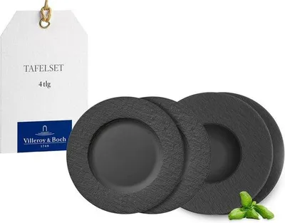 Produktbild von Edles Porzellan Geschirr Set 4-teilig Schwarz für 2 Personen
