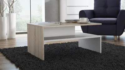 Zdjęcie produktu dla Ława Ola dab sonoma - biała, Ława do salonu, Stolik kawowy prostokątny
