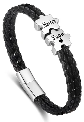 Produktbild von Solidchoice – Lederarmband für Vater mit Gravur "Bester Papa"
