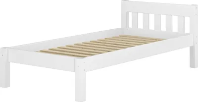 Produktbild von Modernes Einzelbett Massivholz Kiefer weiß 90x200 Futonbett Jugend Zubehör wählbar V-60.38-09WRollrost inkl.