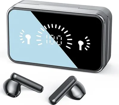 Produktbild von INF Schwarze Spiegel Wireless Bluetooth 5.3 Kopfhörer mit NFC & Digitalanzeige