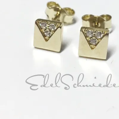 Produktbild von Edelschmiede925 Ohrstecker 333 Gelbgold mit Zirkonia viereckig