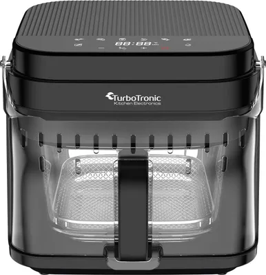 Produktbild von TurboTronic Heißluftfritteuse 5,5 L - AFG5 - Glas Airfryer – Digitale Heißluft Fritteuse 40–200 °C 8 Programme Touch-Display Fettarm Air Fryer Heißluftofen BPA-frei