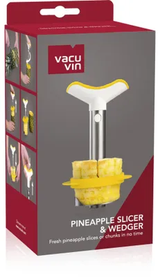 Image de Coupe-ananas Vacu Vin anneaux et morceaux - Acier inoxydable - Blanc / Jaune