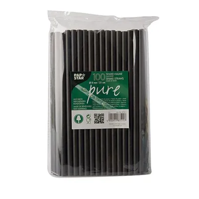 Obrázok produktu pre Papstar papierové slamky čisté 8 mm 21 cm ohybné čierne 100 kusov