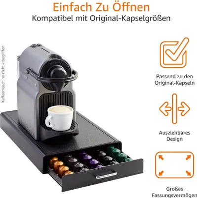 Produktbild von Amazon Basics Schubladenbox für Nespresso Kapseln 50 Stk 4.5kg Schwarz