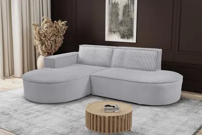 Image de Canapé d'angle design moderne en L Modena Soft gris clair gauche