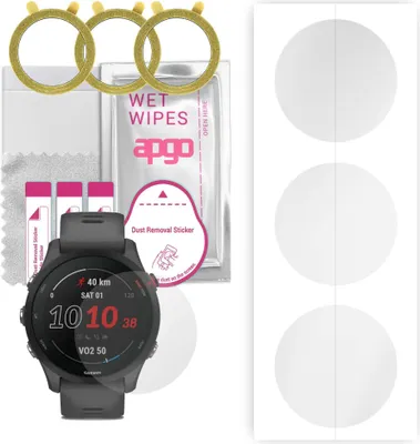 Produktbild von apgo 3 Stück Schutzfolie, klar, kompatibel mit Garmin Forerunner 255 Smartwatch, Hydrogel Displayschutzfolie mit Positionierhilfe, Displayfolie, robust und kratzfest