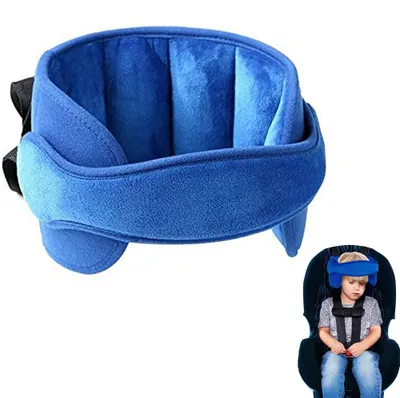 Immagine prodotto di Supporto per il collo per bambini – Cuscino per il collo per sedili auto – Poggiatesta per seggiolini auto – Cuscino da viaggio – Fascia regolabile – Cuscino poggiatesta – Blu