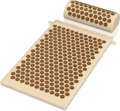 Immagine prodotto di Set di tappetini per agopressione MyBeo con cuscino e borsa, tappetino per aghi e cuscino per il collo, imbottitura in fibra di cocco, 68x42 cm, cotone, cuscino 37x15x10 cm, tappetino yantra, aghi in plastica