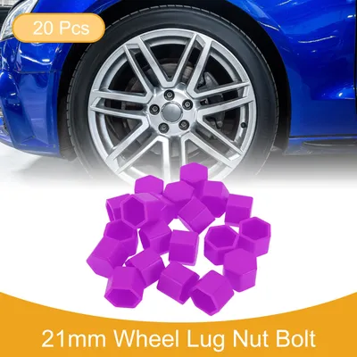 Image de 20 Pièces Écrou De Roue Boulon Jantes Écrou De Pneu Vis Cache-Poussière De Protection D'Écrou En Silicone Fluorescent Violet 2,5X21X20,6Mm