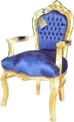 Produktbild von Casa Padrino Barock Esszimmerstuhl Royalblau / Gold mit Armlehnen - Stuhl - Barockstuhl - Möbel