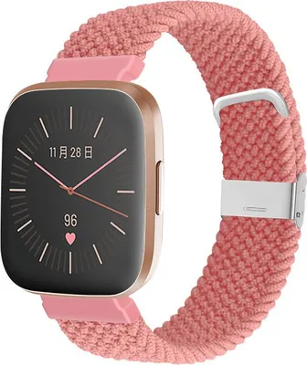 Produktbild von Nylon Smartwatch Armband - Passend für Fitbit Versa / Versa 2 geflochtenes Armband - rosa - Strap-it Uhrenarmband / Armband / Armbänder