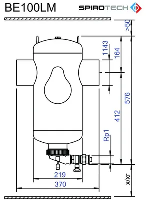 Productafbeelding van EDER SPIROTECH slibafscheider, BE100LM, SpiroTrap Magnet, DN100, lasflenzen, 10 bar, 110°C, 1 stuk.