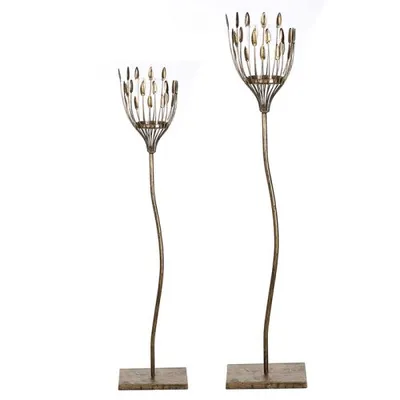 Produktbild von Gilde Windlicht, "Trevi", Blattmotiv, Glas, Metall, goldfarben, , H. 106 cm, D. 18 cm  84198