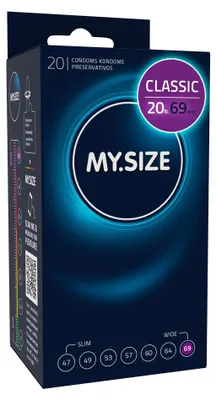 Obrázek produktu pro MY.SIZE Classic kondomy 69 mm široké | 20 kusů | extra tenké | tenká stěna 0,07 mm
