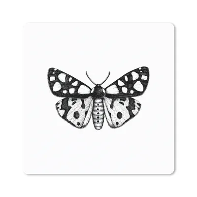 Produktbild von MuchoWow® Mauspad Mousepad Schmetterling - Vintage - Schwarz und weiß 30x30 cm - Mousepads - Maus Mat - Pad - Mausunterlage - Gaming