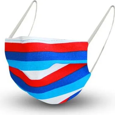 Produktbild von Design Maske aus Baumwolle mit em Innenvlies - gestreift Blau-Rot-Weiß - 15440 + Gratiszugabe