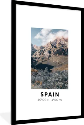 Produktbild von MuchoWow® Gerahmtes Poster Spanien - Natur - Berge 60x90 cm - Poster mit Schwarzem Bilderrahmen Wandposter Rahmen Foto Bilder - Dekoration - Wandposter Wohnzimmer - Hochwertig