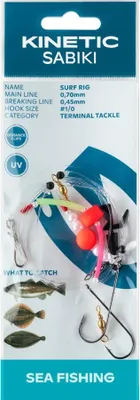 Immagine prodotto di Kinetic Sabiki Surf #1/0 Red/Pearl Flatfish Plaice Flounder Leader Rig System