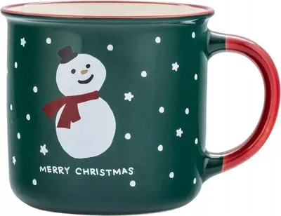 Produktbild von Weihnachtlicher Porzellanbecher Weihnachtstasse 400ml Schneemann