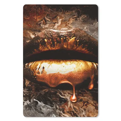 Produktbild von MuchoWow® Mauspad Mousepad Gold - Lippen - Kunst - Gold - Luxus - Abstrakt 18x27 cm - Mousepads - Maus Mat - Pad - Mausunterlage