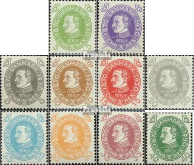 Produktbild von Briefmarken Dänemark 1930 Mi 185-194 (kompl.Ausg.) postfrisch König Christian X.