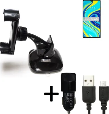 Produktbild von K-S-Trade Halterung kompatibel mit Cubot P40 Windschutzscheibe / Armaturenbrett + LADEGERÄT mit Mico USB Kabel Autohalterung KFZ Halter