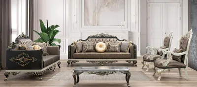 Produktbild von Casa Padrino Luxus Barock Wohnzimmer Set - 2 Sofas & 2 Sessel & 1 Couchtisch - Handgefertigte Wohnzimmer Möbel im Barockstil - Edel & Prunkvoll