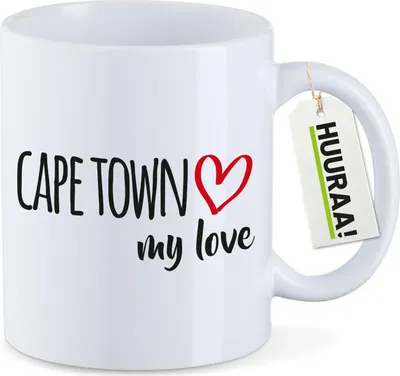 Produktbild von Huuraa Kaffeetasse Cape Town my love 330ml Weiß Keramik Kaffeebecher Geschenkidee