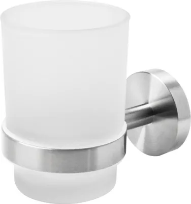 Produktbild von Joejis Edelstahl Zahnbürstenhalter Wand, Zahnputzbecher Glas, Zahnputzbecherhalter ohne Bohren als Zahnbürstenbecher, Becher und Zahnpastahalter, Zahnputzbecher Halter als Zahbürstenhalterung