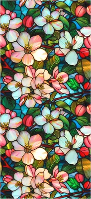 Produktbild von Statische Fensterfolie aus Buntglas, Vintage-Blumen, Sichtschutz, Sonnenschutz, Glashaftung, wasserdichte PVC-Fensterabdeckfolie