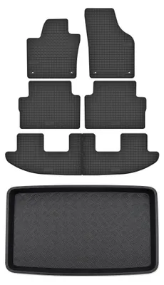 Productafbeelding van Rubberen automatten + kofferbakmat voor Volkswagen Sharan II 2010-2022 (MPV/stationwagen) – 7-delig, zwart, op maat – Wielganizator