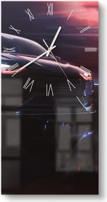 Produktbild von DEQORI Glasuhr 30x60 cm Römisch 'Sportwagen im Tunnel' Wanduhr Glas Uhr Design leise