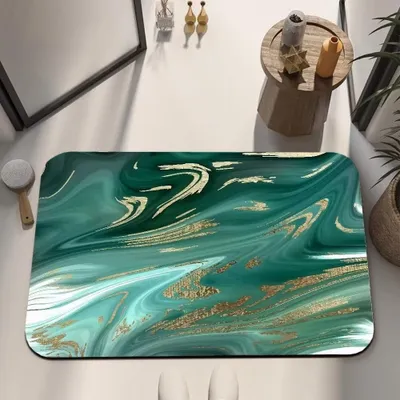 Produktbild von Badematte rutschfest saugfähig Badvorleger Badezimmerteppich Grün-027 50x80cm