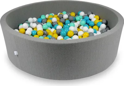 Produktbild von Trockenbecken 130x40cm grau mit 700 Bällen: weiß, grau, türkis, gelb, mint