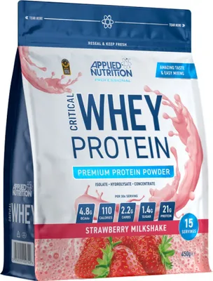 Imagen del producto de Applied Nutrition Critical Whey (450g), sabor batido de fresa - Proteínas - Mezcla de proteína de suero de leche