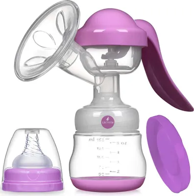 Produktbild von Manuelle Milchpumpe mit Flasche für natürliche Ernährung, Linovit®, 150 ml, Pink